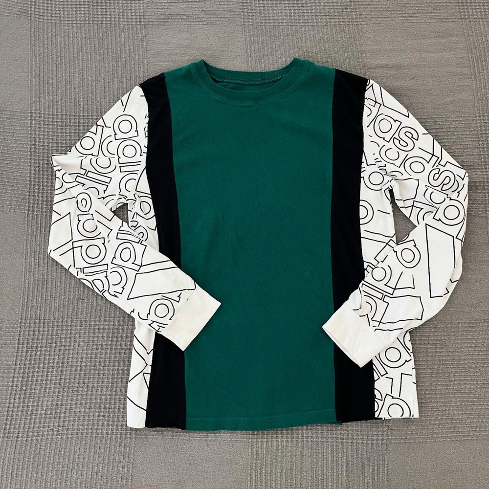 Adidas Green and Black Long Sleeve Shirt